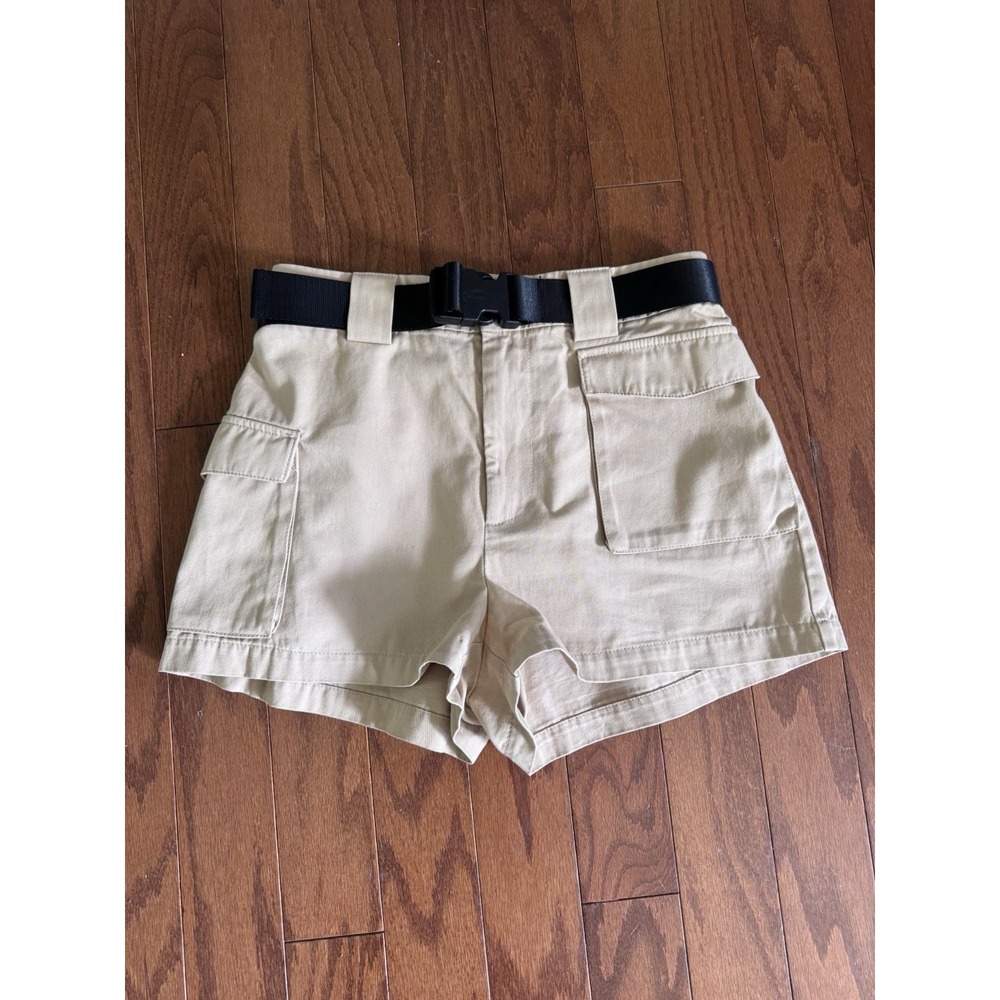Tna Utility Cargo Pocket Belted Shorts Beige Cotton Size M